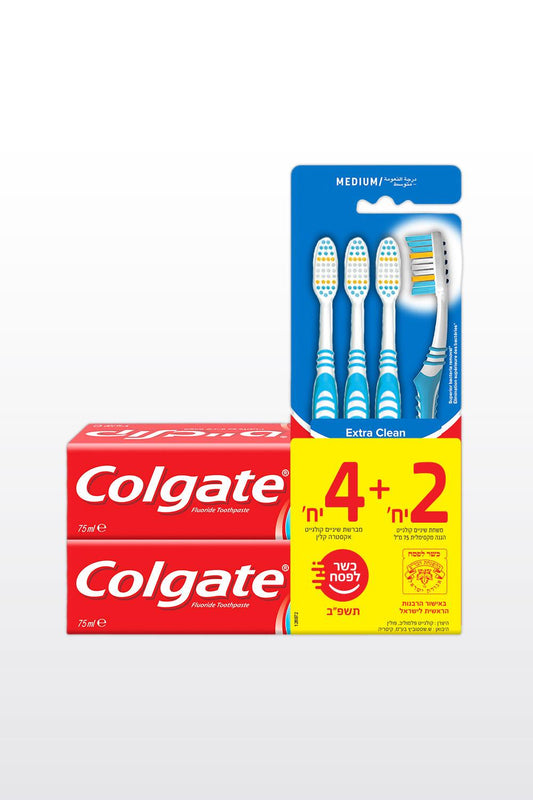 Colgate - מארז 4 מברשות שיניים+2 משחות שיניים 75 מ