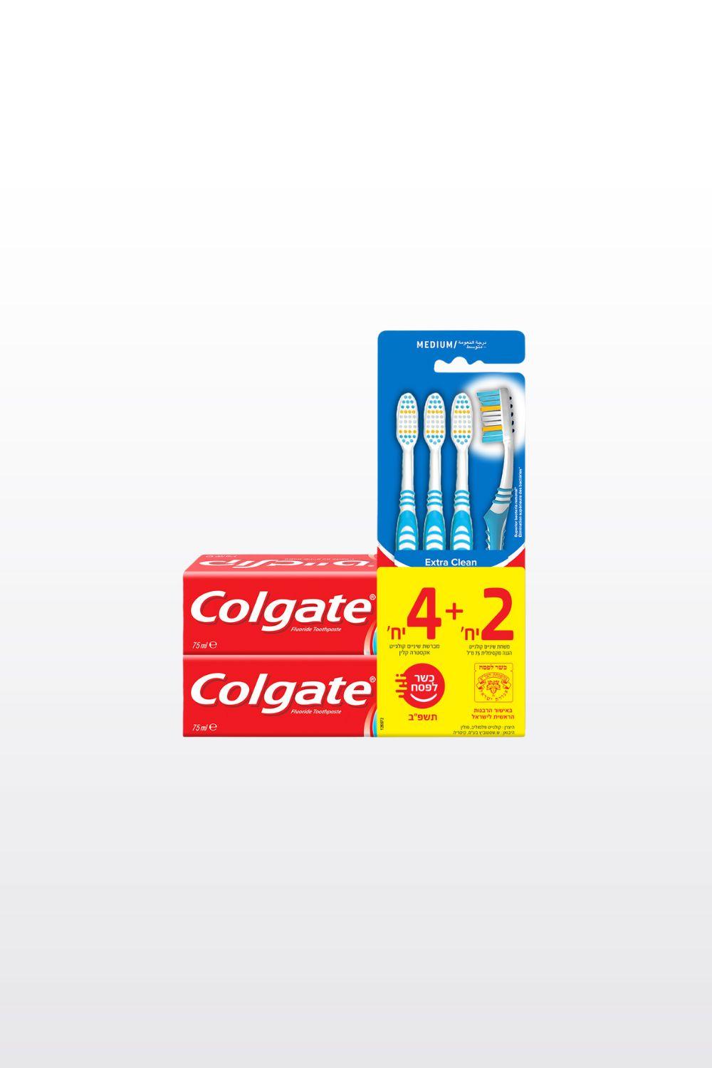 Colgate - מארז 4 מברשות שיניים+2 משחות שיניים 75 מ"ל - MASHBIR//365