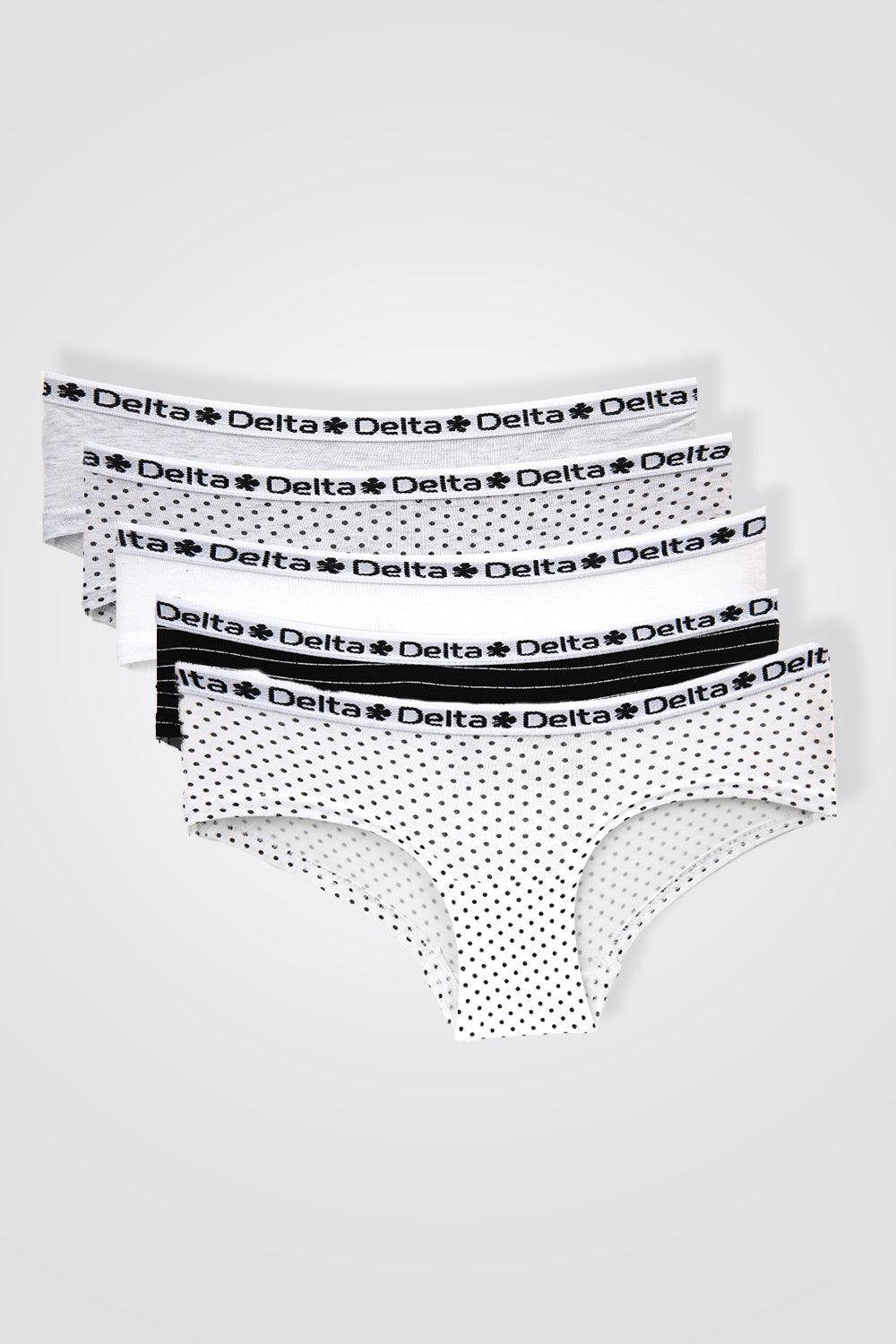 DELTA - מארז 5 תחתוני היפסטר לבנות MONOCHROME PACK - MASHBIR//365