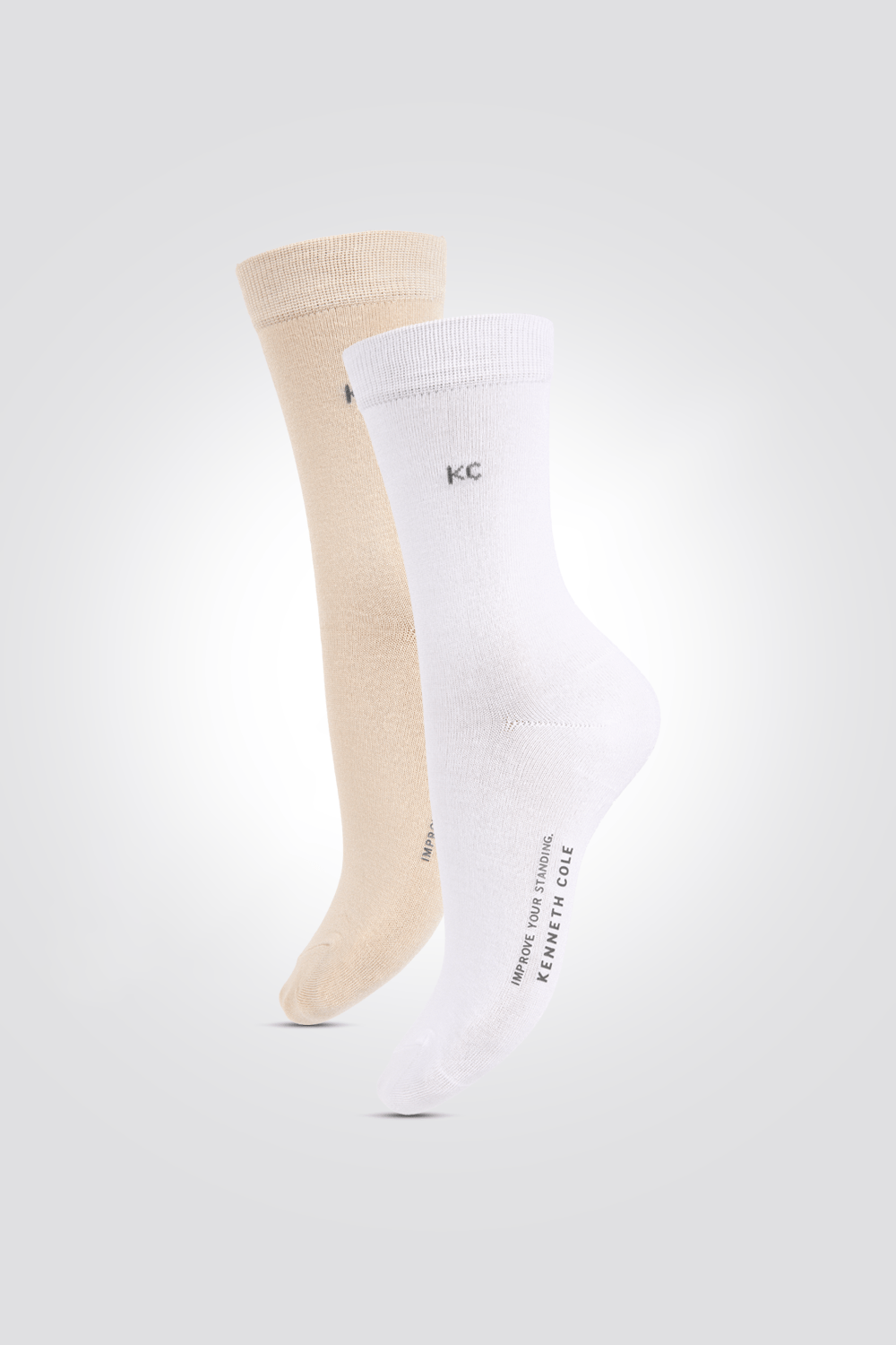 KENNETH COLE - מארז גרביי במבוק לנשים בצבע בז' ולבן - MASHBIR//365