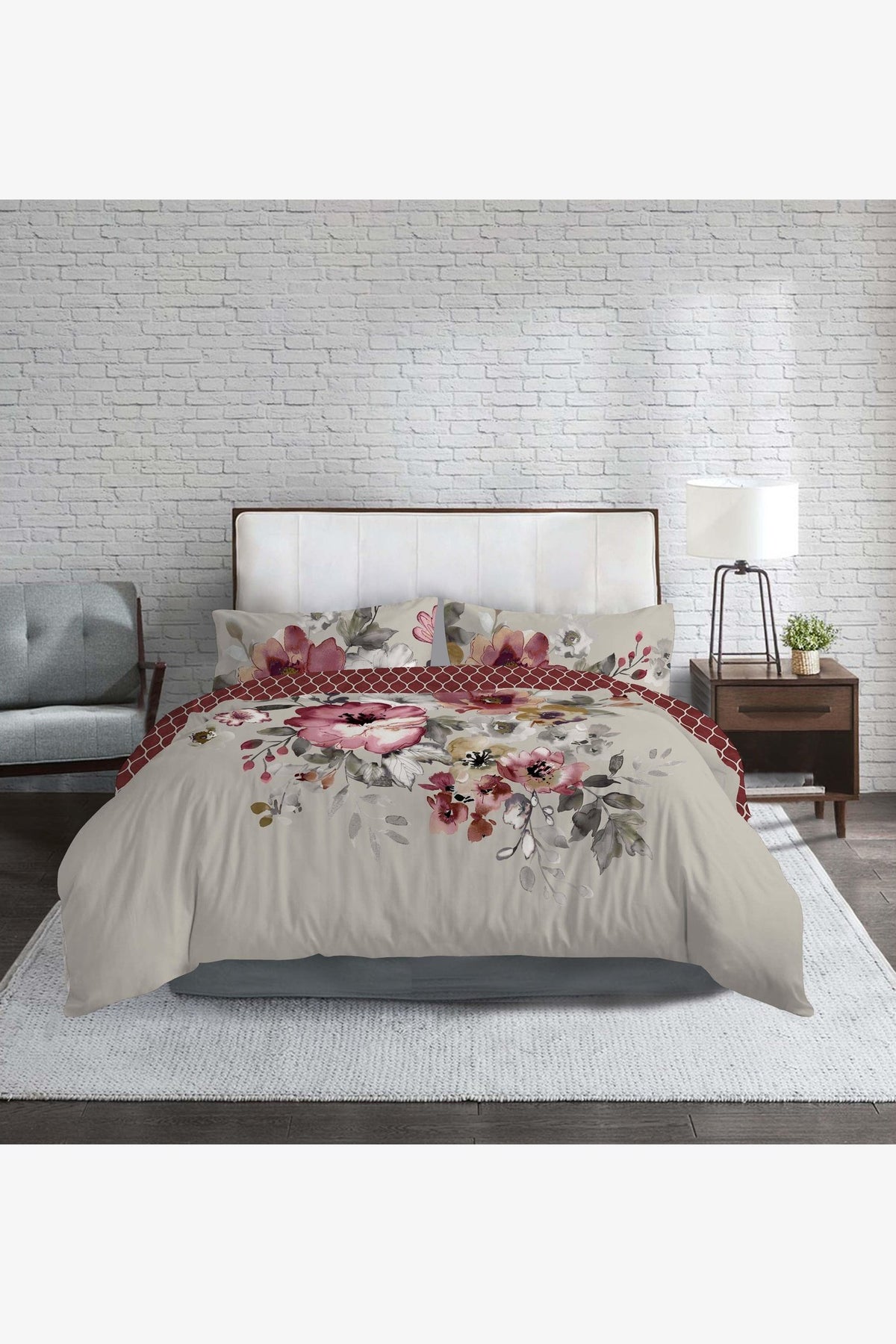 סט מצעים זוגי 160/200 כותנה סאטן דגם MEADOW בצבע בז' - MASHBIR//365