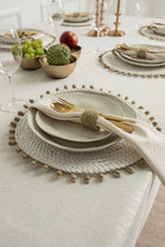 ASHRAM - מפת שולחן דגם מיאל בצבע שמנת - MASHBIR//365