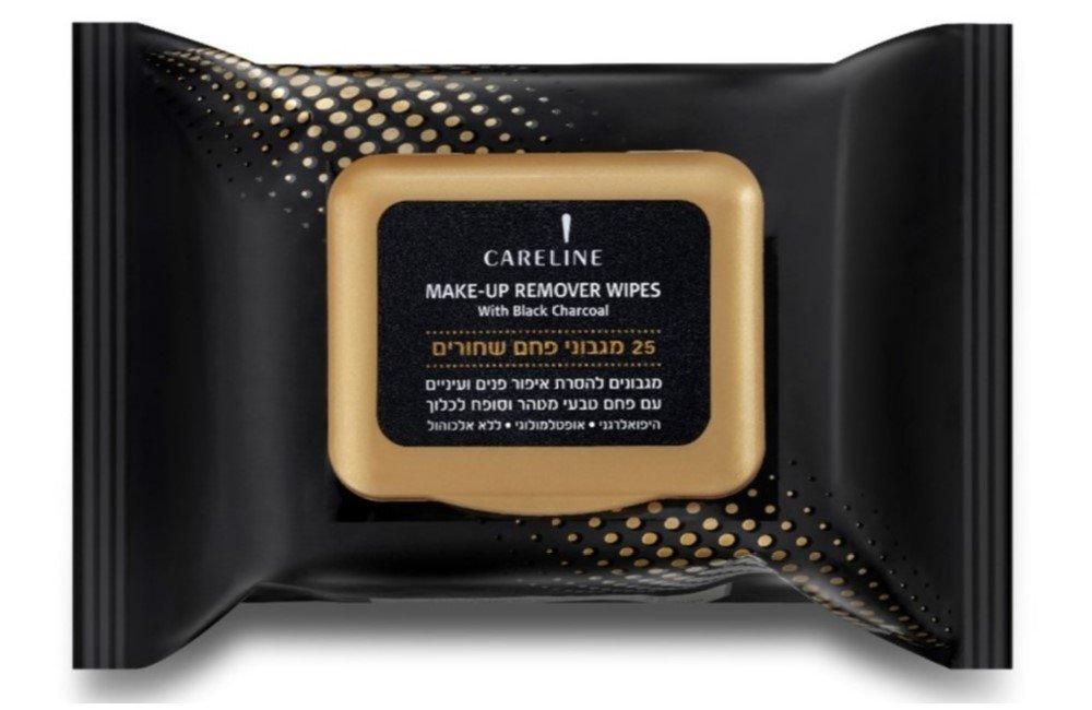 CARELINE - מגבוני פחם שחורים להסרת איפור פנים ועיניים 25 יחידות - MASHBIR//365