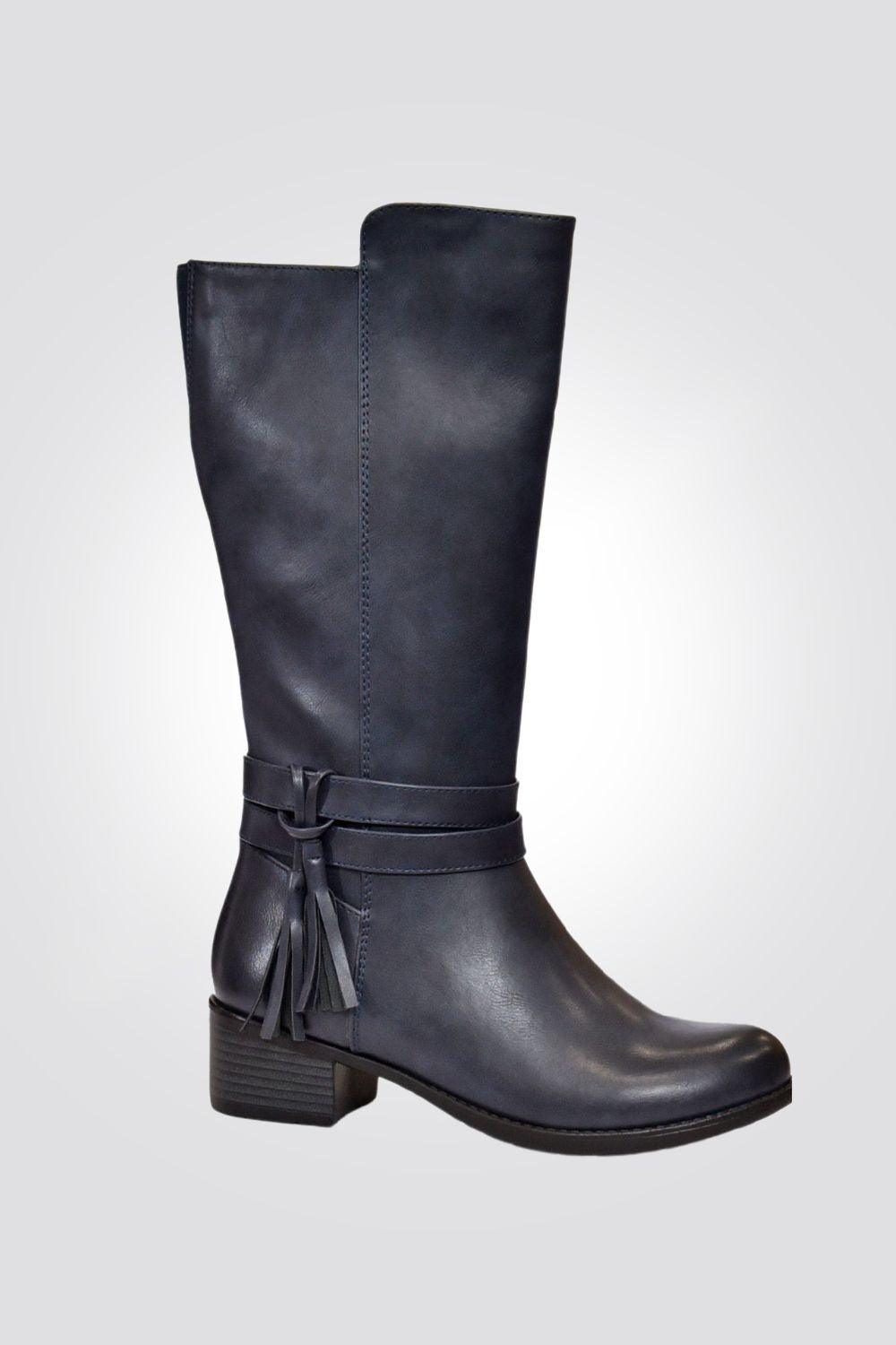 LADY COMFORT - מגף עקב פרנזים בצבע שחור - MASHBIR//365