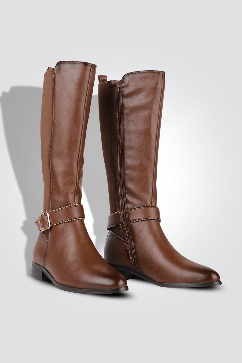 LADY COMFORT - מגף עקב+לייקרה בצבע חום - MASHBIR//365