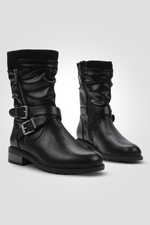 LADY COMFORT - מגף לנשים עם רצועות בצבע שחור - MASHBIR//365