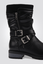 LADY COMFORT - מגף לנשים עם רצועות בצבע שחור - MASHBIR//365