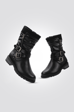 LADY COMFORT - מגף לנשים עם רצועות בצבע שחור - MASHBIR//365