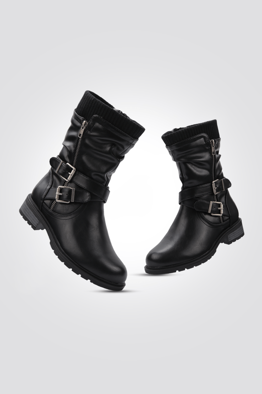 LADY COMFORT - מגף לנשים עם רצועות בצבע שחור - MASHBIR//365