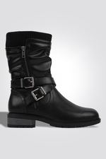 LADY COMFORT - מגף לנשים עם רצועות בצבע שחור - MASHBIR//365