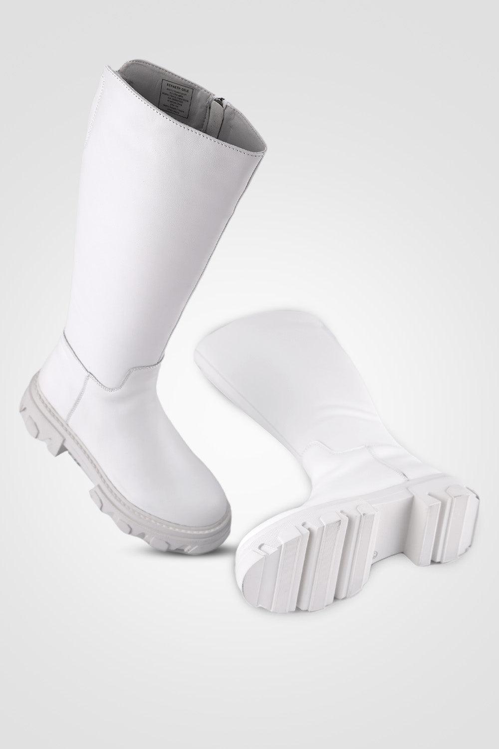 KENNETH COLE - מגפי ברך סוליית טרקטור WHITE STONE - MASHBIR//365