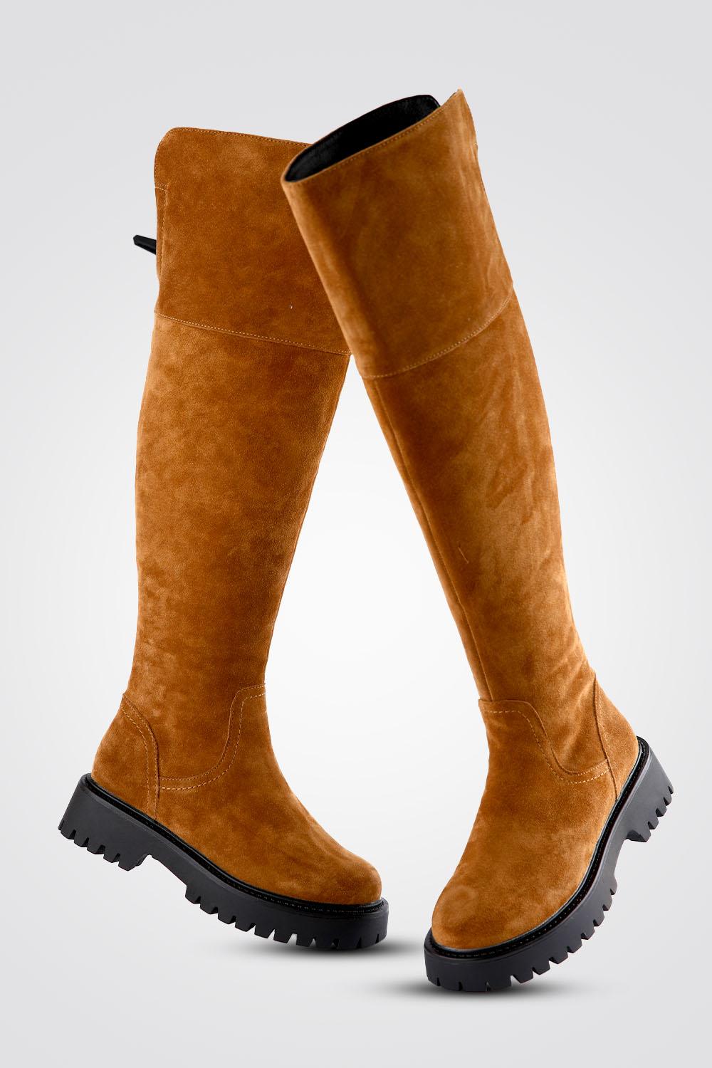 KENNETH COLE - מגפי ברך זמש CAMEL - MASHBIR//365