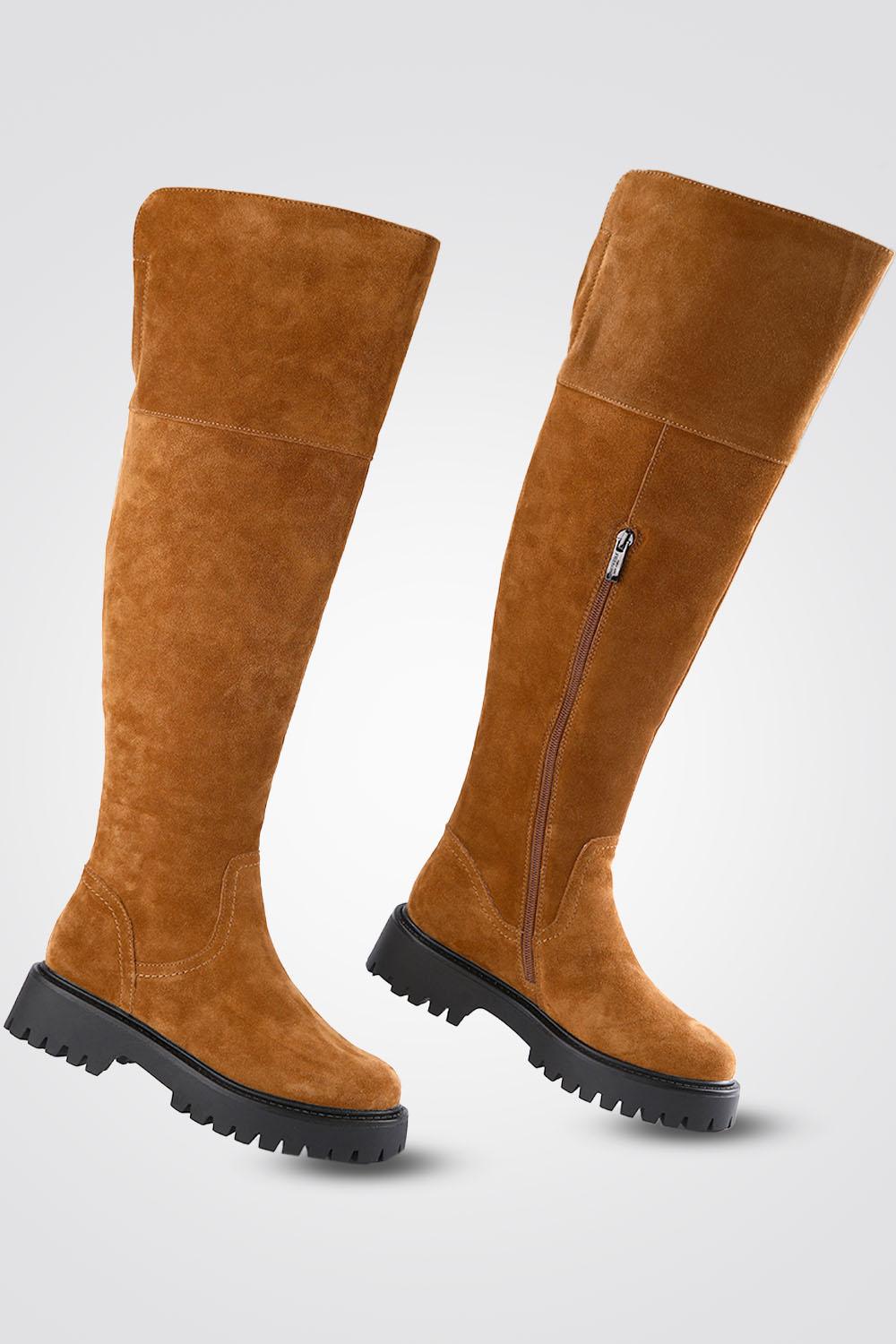 KENNETH COLE - מגפי ברך זמש CAMEL - MASHBIR//365