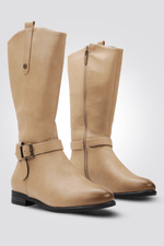 LADY COMFORT - מגפיים לנשים עם רצועה עליונה בצבע בז' - MASHBIR//365