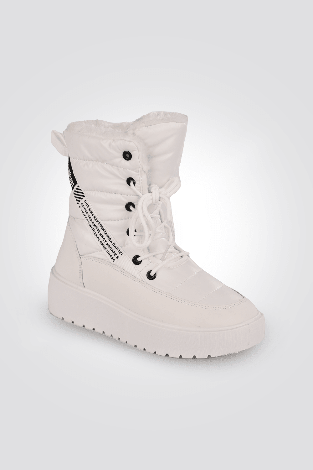 LADY COMFORT - מגפון ניילון עם פרווה בצבע לבן - MASHBIR//365