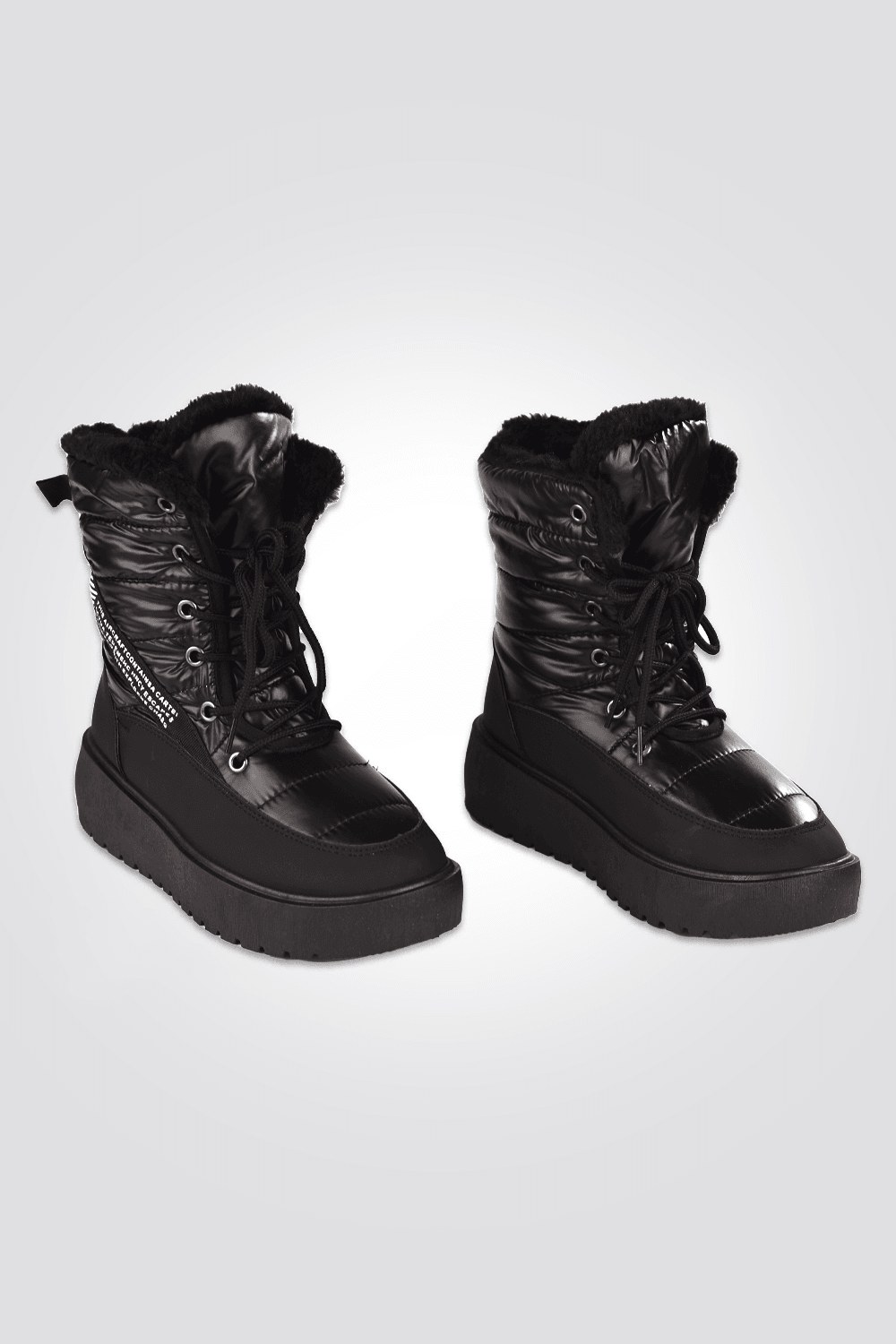 LADY COMFORT - מגפון ניילון עם פרווה בצבע שחור - MASHBIR//365