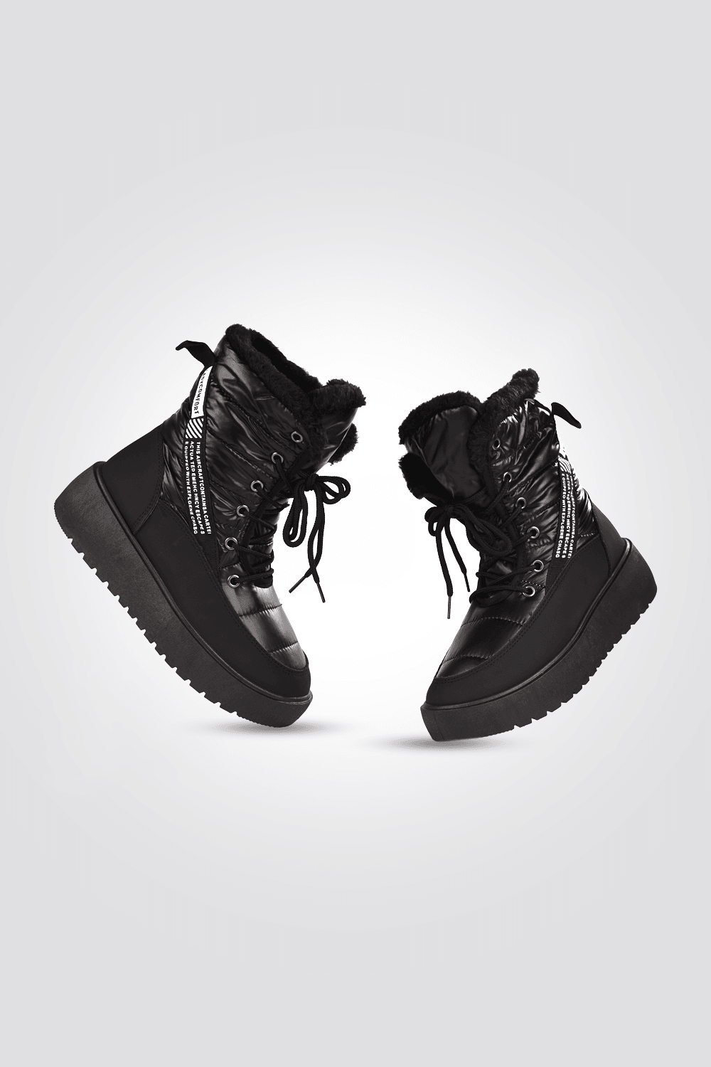 LADY COMFORT - מגפון ניילון עם פרווה בצבע שחור - MASHBIR//365