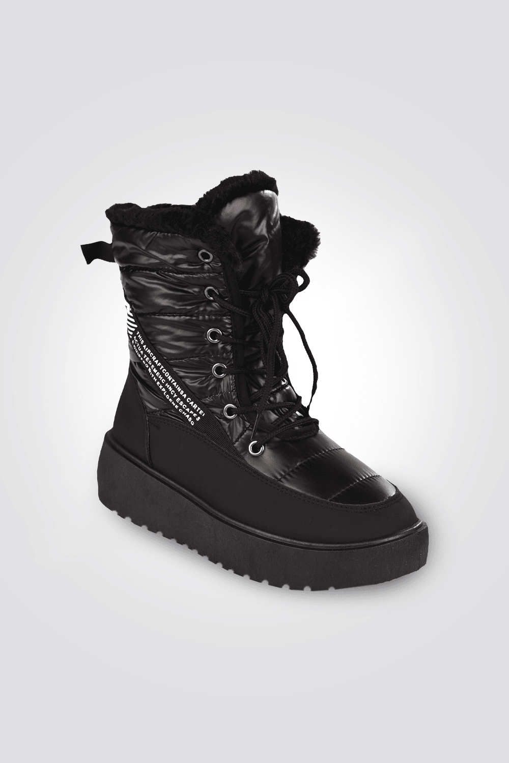 LADY COMFORT - מגפון ניילון עם פרווה בצבע שחור - MASHBIR//365