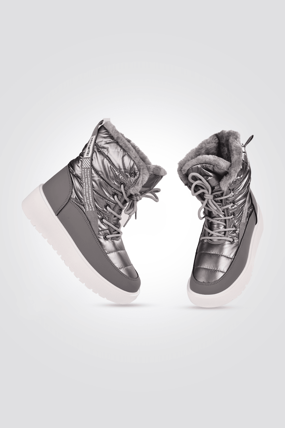 LADY COMFORT - מגפון ניילון עם פרווה בצבע כסוף - MASHBIR//365