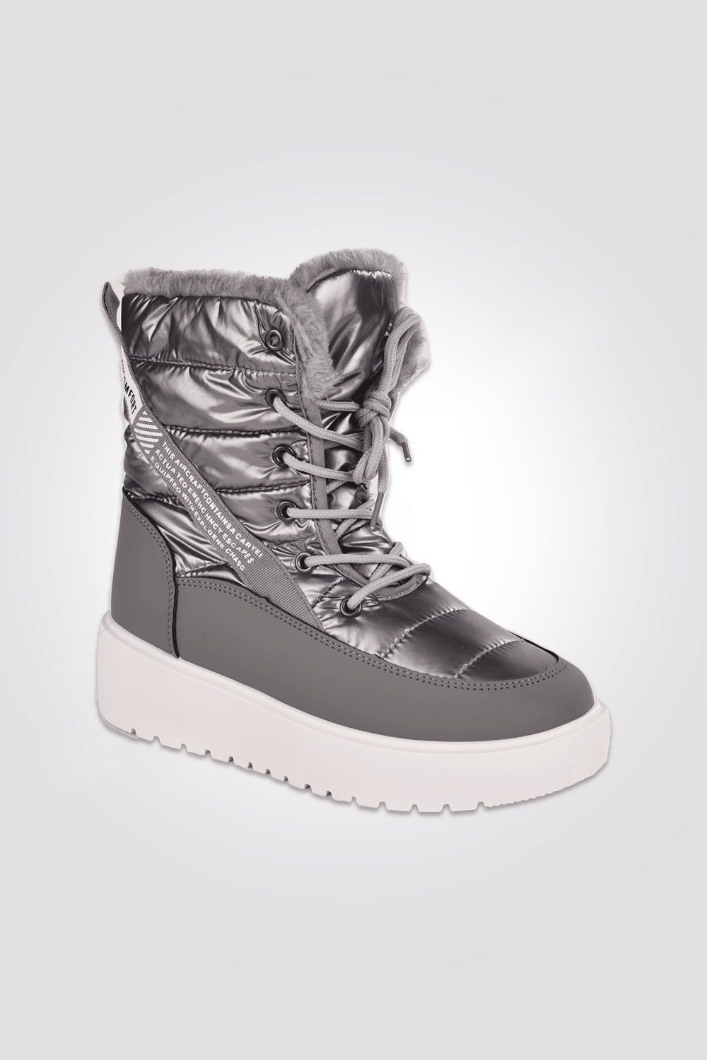 LADY COMFORT - מגפון ניילון עם פרווה בצבע כסוף - MASHBIR//365