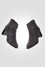 LADY COMFORT - מגפון נוחות עם עקב בצבע אפור מיקרו - MASHBIR//365