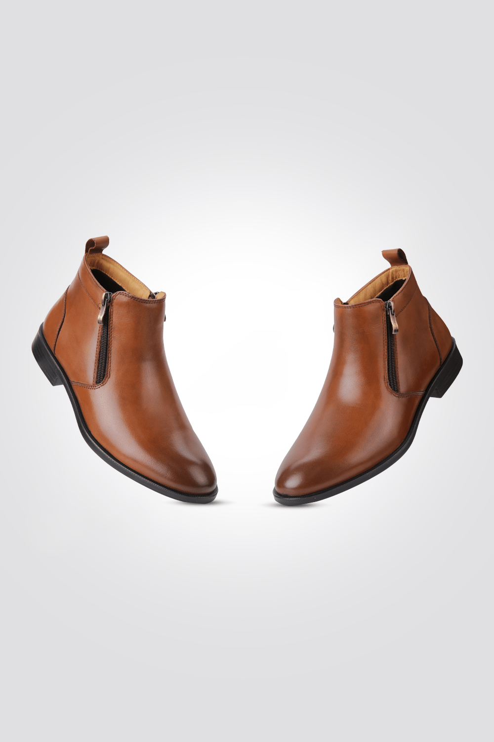 KENNETH COLE - מגפון שני רוכסנים מעור בצבע חום - MASHBIR//365