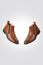 KENNETH COLE - מגפון שני רוכסנים מעור בצבע חום - MASHBIR//365