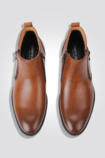 KENNETH COLE - מגפון שני רוכסנים מעור בצבע חום - MASHBIR//365