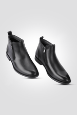 KENNETH COLE - מגפון עור שני רוכסנים בצבע שחור - MASHBIR//365