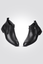 KENNETH COLE - מגפון עור שני רוכסנים בצבע שחור - MASHBIR//365