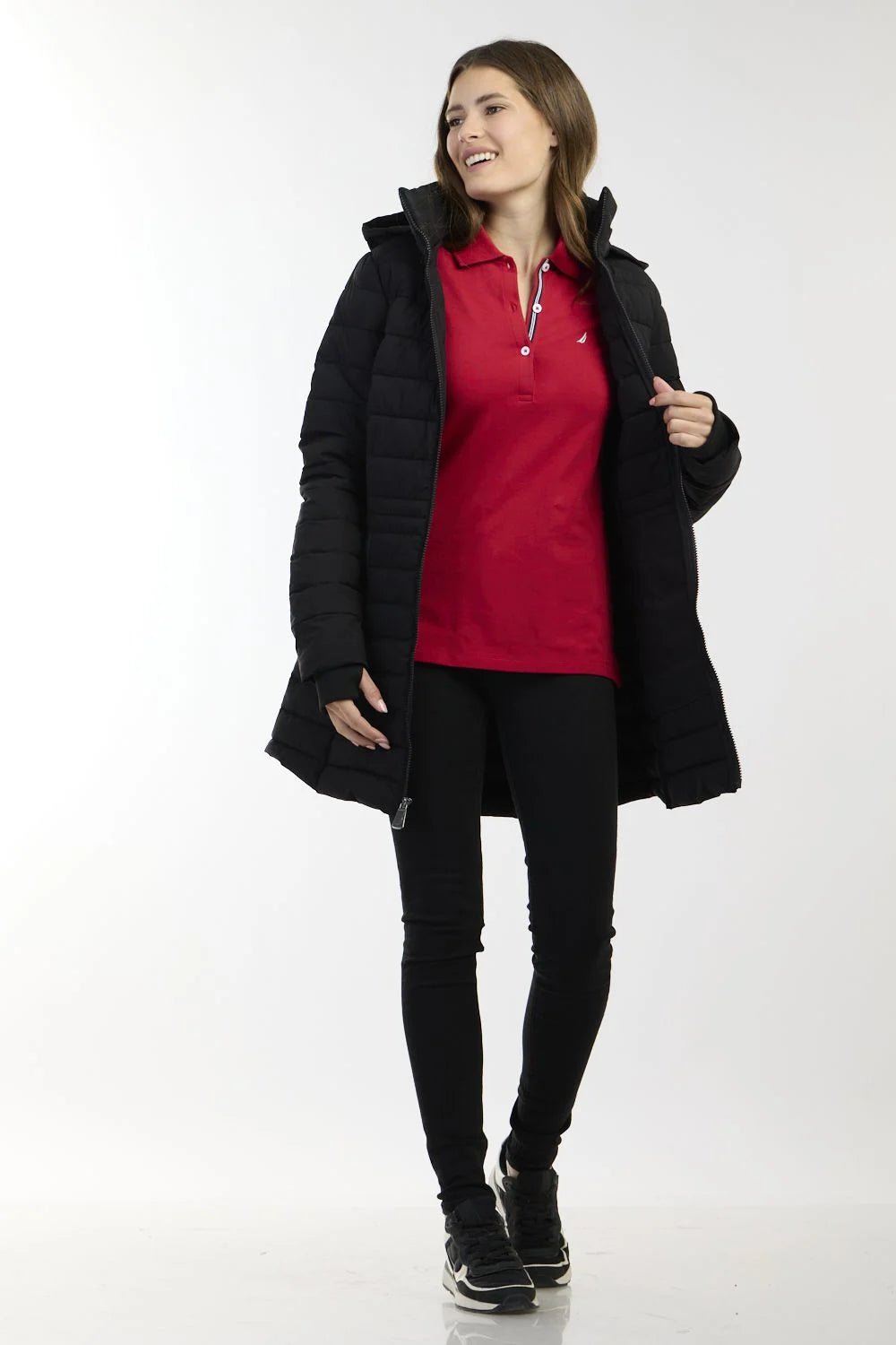 NAUTICA - מעיל ארוך לנשים בצבע שחור - MASHBIR//365