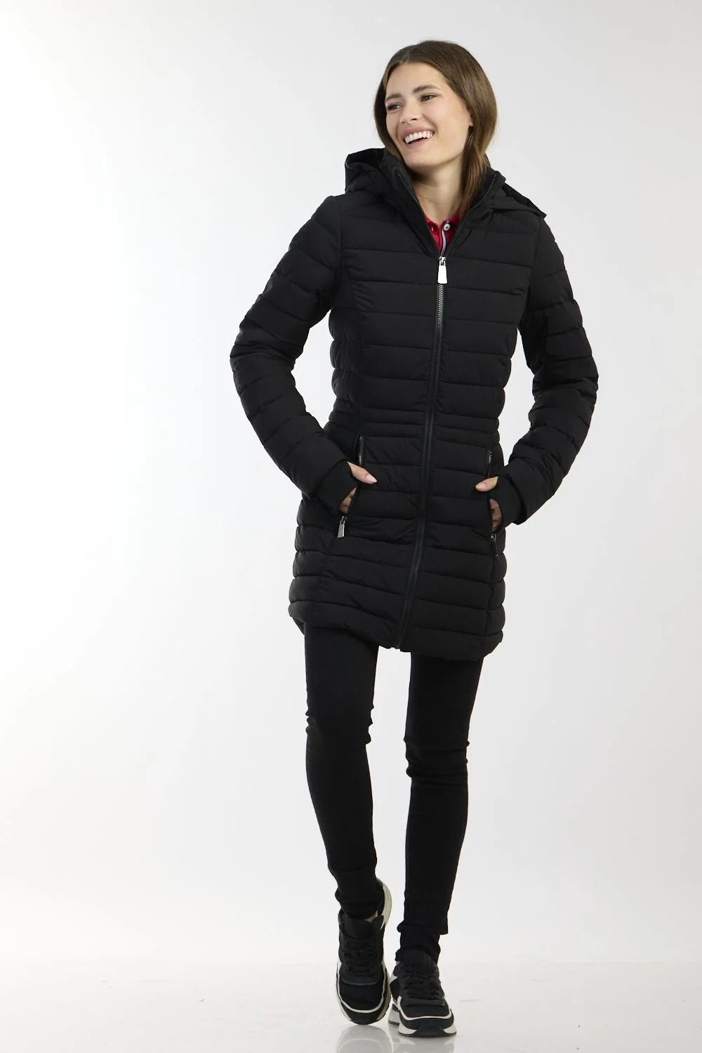 NAUTICA - מעיל ארוך לנשים בצבע שחור - MASHBIR//365