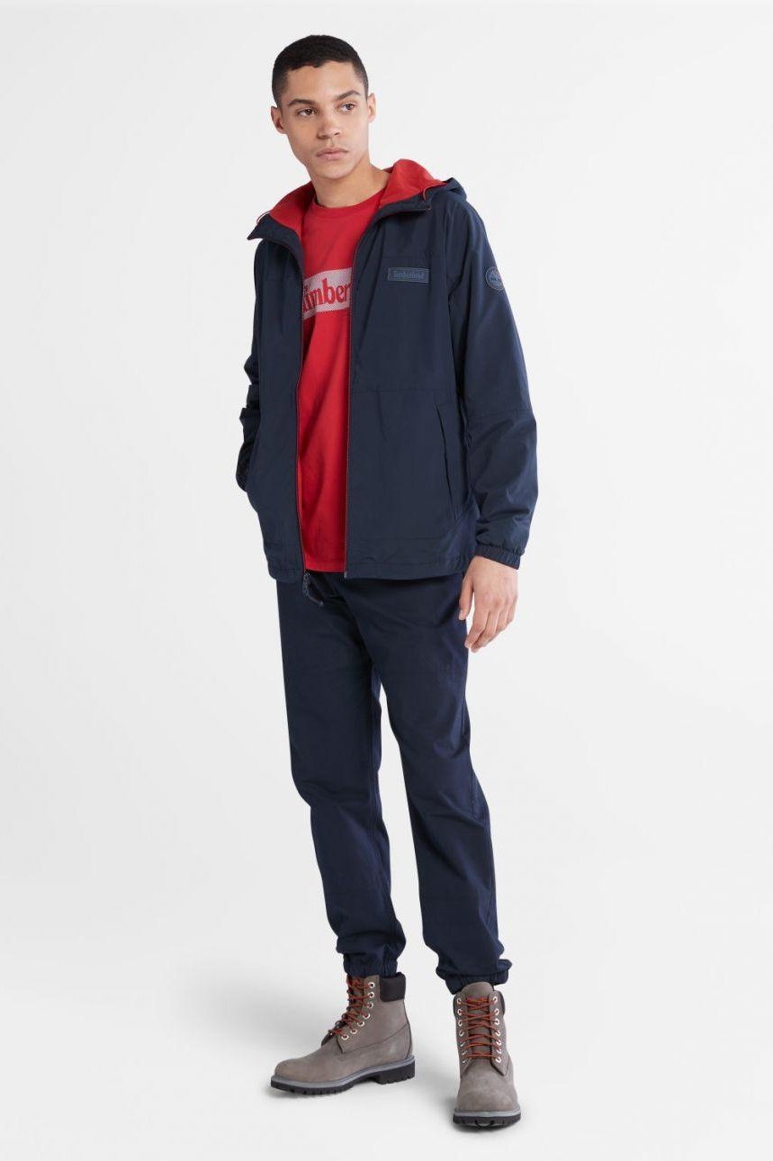 TIMBERLAND - מעיל בצבע NAVY עם כיתוב לוגו - MASHBIR//365