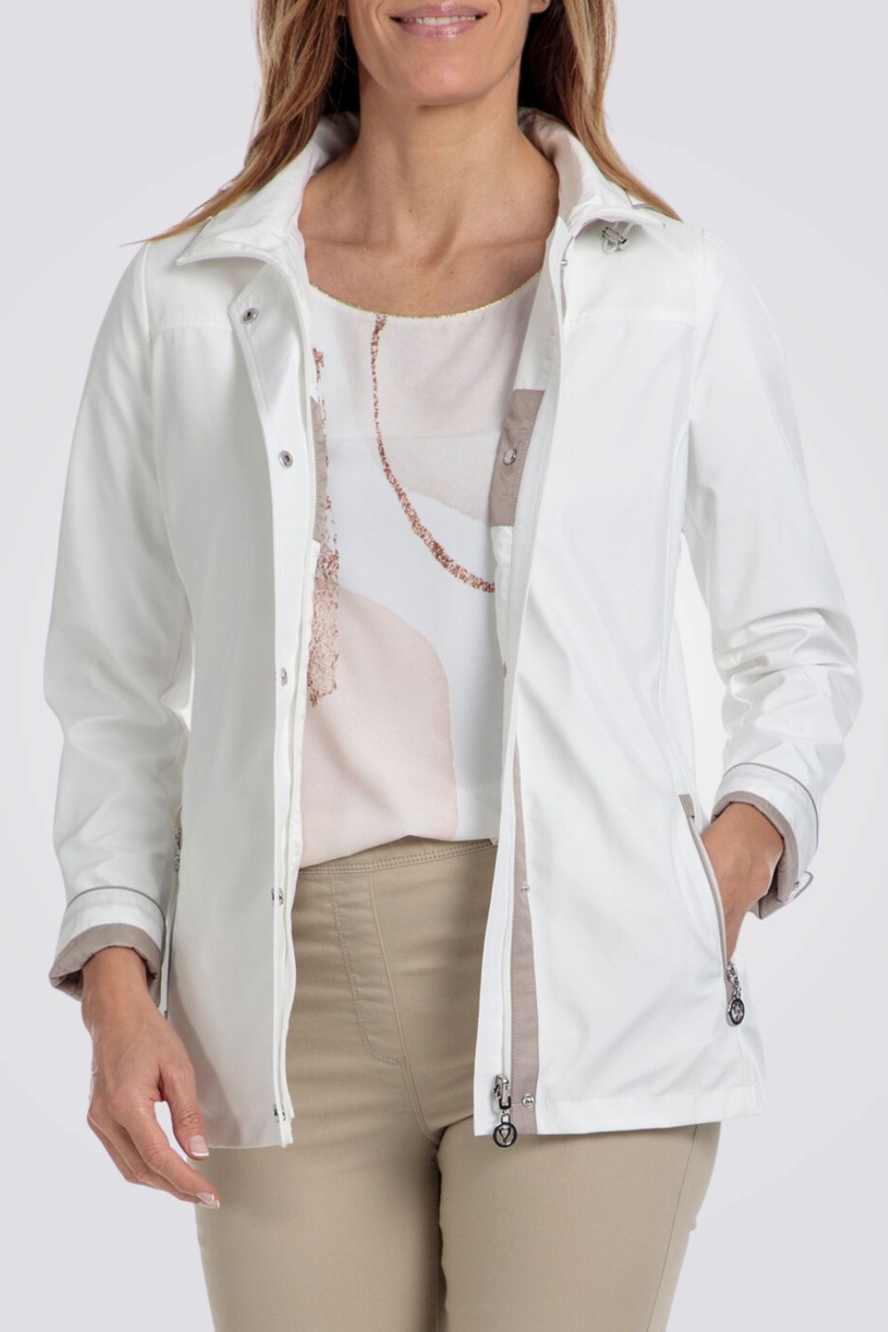 PUNT ROMA - מעיל דו צדדי בצבע לבן - MASHBIR//365