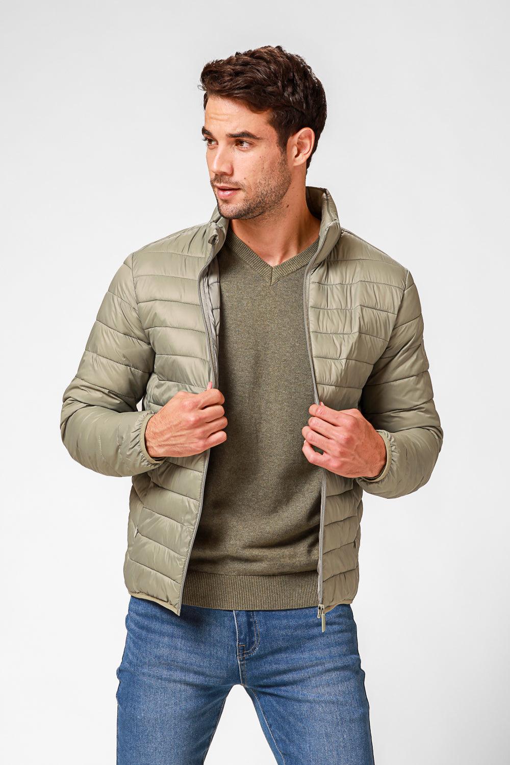 KENNETH COLE - מעיל פוף בצבע ירוק זית - MASHBIR//365
