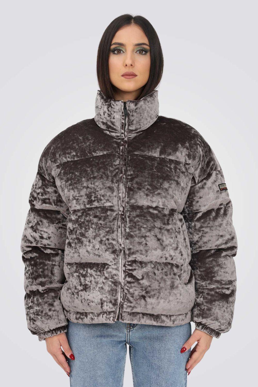 NAPAPIJRI - מעיל פוף קטיפתי בצבע חום - MASHBIR//365