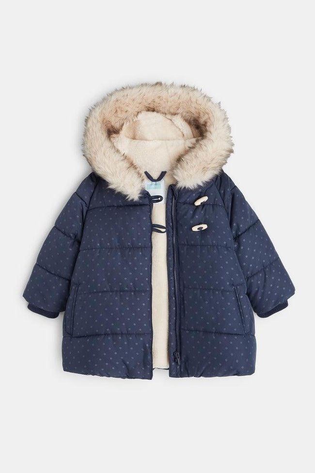 OBAIBI - מעיל עם הדפס נקודות בצבע נייבי - MASHBIR//365