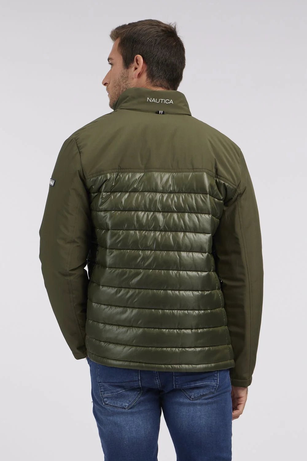 NAUTICA - מעיל מבריק לגבר בצבע ירוק זית - MASHBIR//365