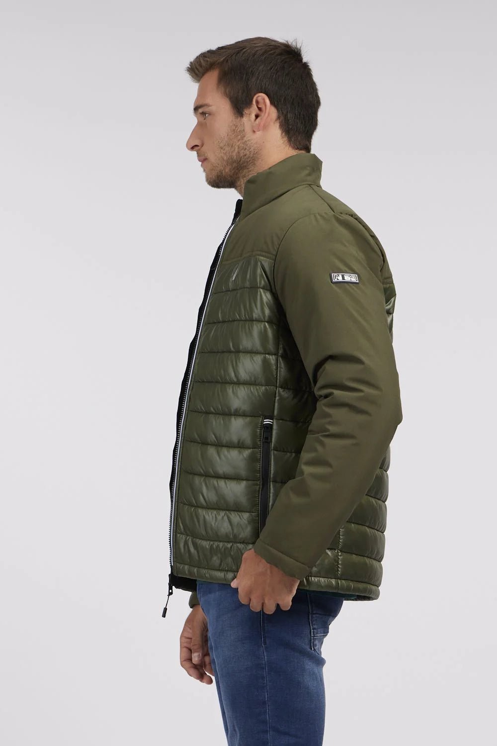 NAUTICA - מעיל מבריק לגבר בצבע ירוק זית - MASHBIR//365