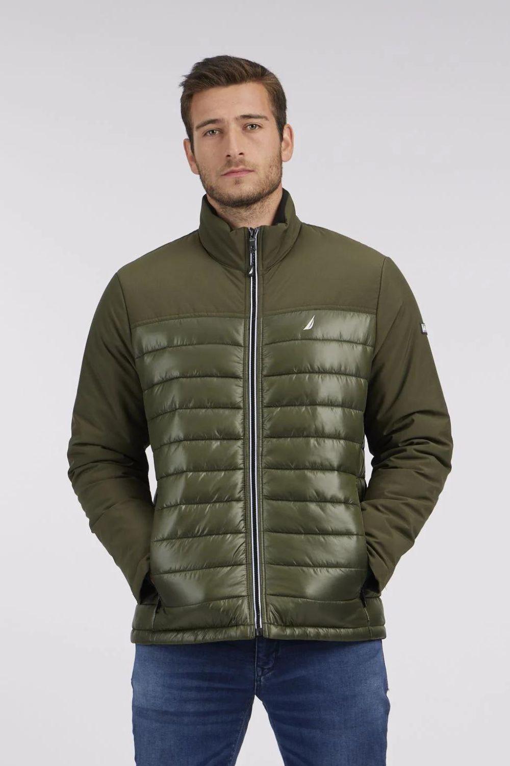 NAUTICA - מעיל מבריק לגבר בצבע ירוק זית - MASHBIR//365