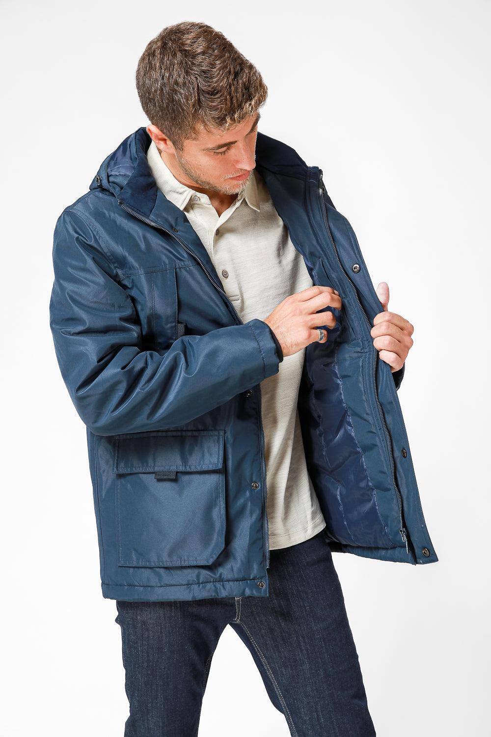 KENNETH COLE - מעיל מרופד עם כיסים צבע נייבי - MASHBIR//365