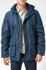 KENNETH COLE - מעיל מרופד עם כיסים צבע נייבי - MASHBIR//365