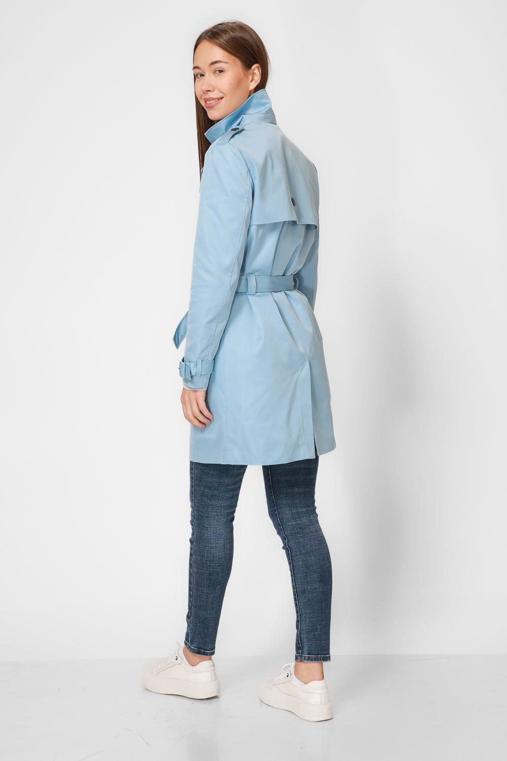 KENNETH COLE - מעיל טרנץ' ארוך בצבע תכלת - MASHBIR//365