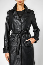 מעיל טרנץ דמוי עור שחור | קנת קול 