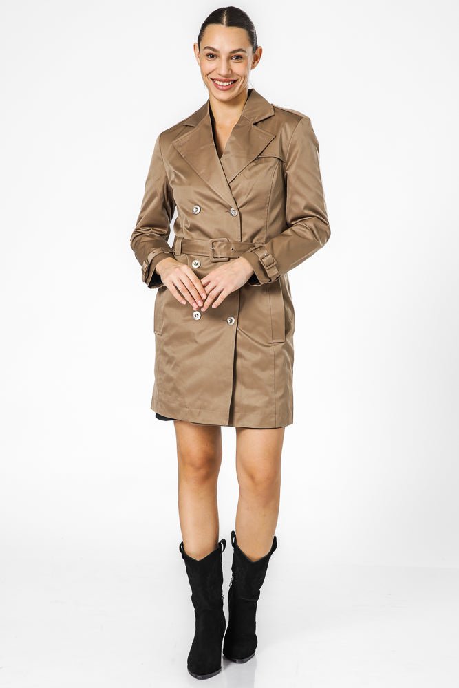 מעיל טרנץ' חום עם חגורה לנשים | קנת קול
