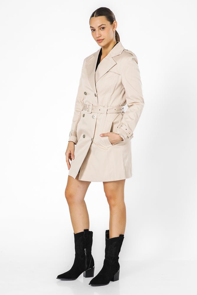 מעיל טרנץ' חול עם חגורה לנשים | קנת קול