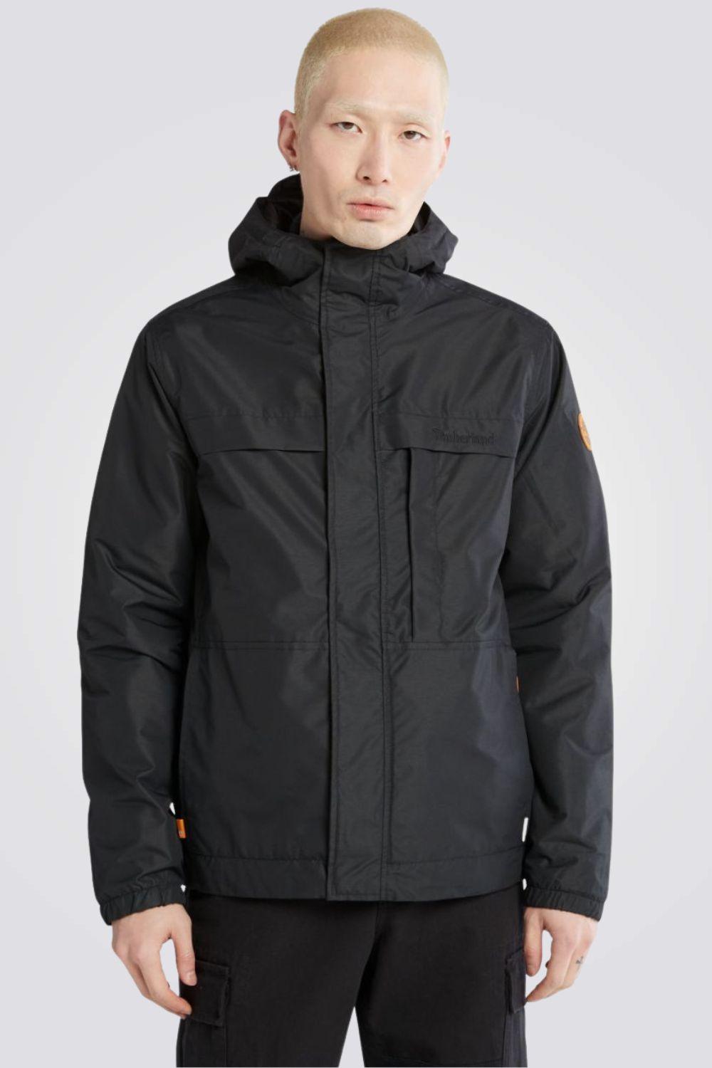 TIMBERLAND - מעיל רוח עם רוכסן וכובע בצבע שחור - MASHBIR//365