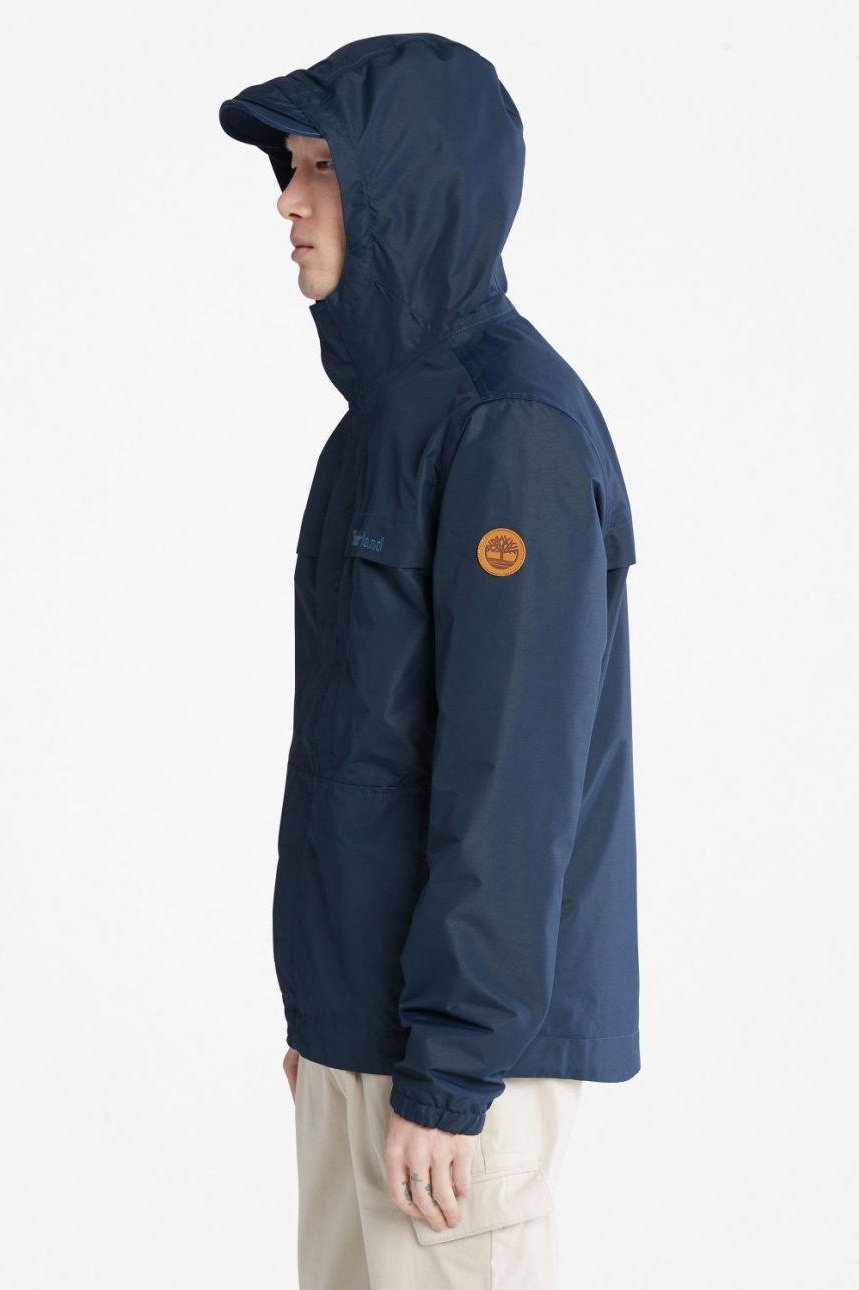 TIMBERLAND - מעיל רוח עם רוכסן וכובע בצבע כחול נייבי - MASHBIR//365