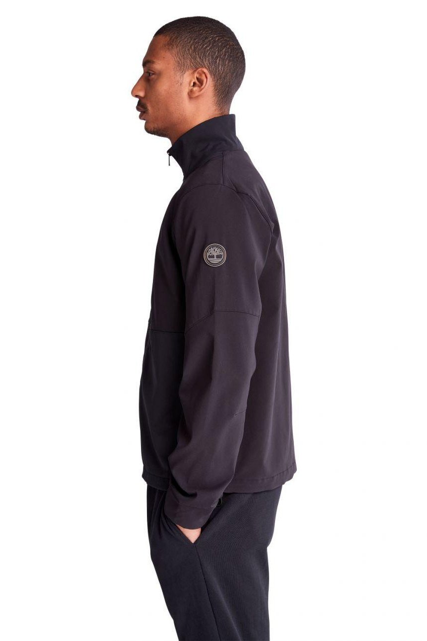 TIMBERLAND - מעיל סופטשל היברידי שחור עם לוגו בחזית - MASHBIR//365