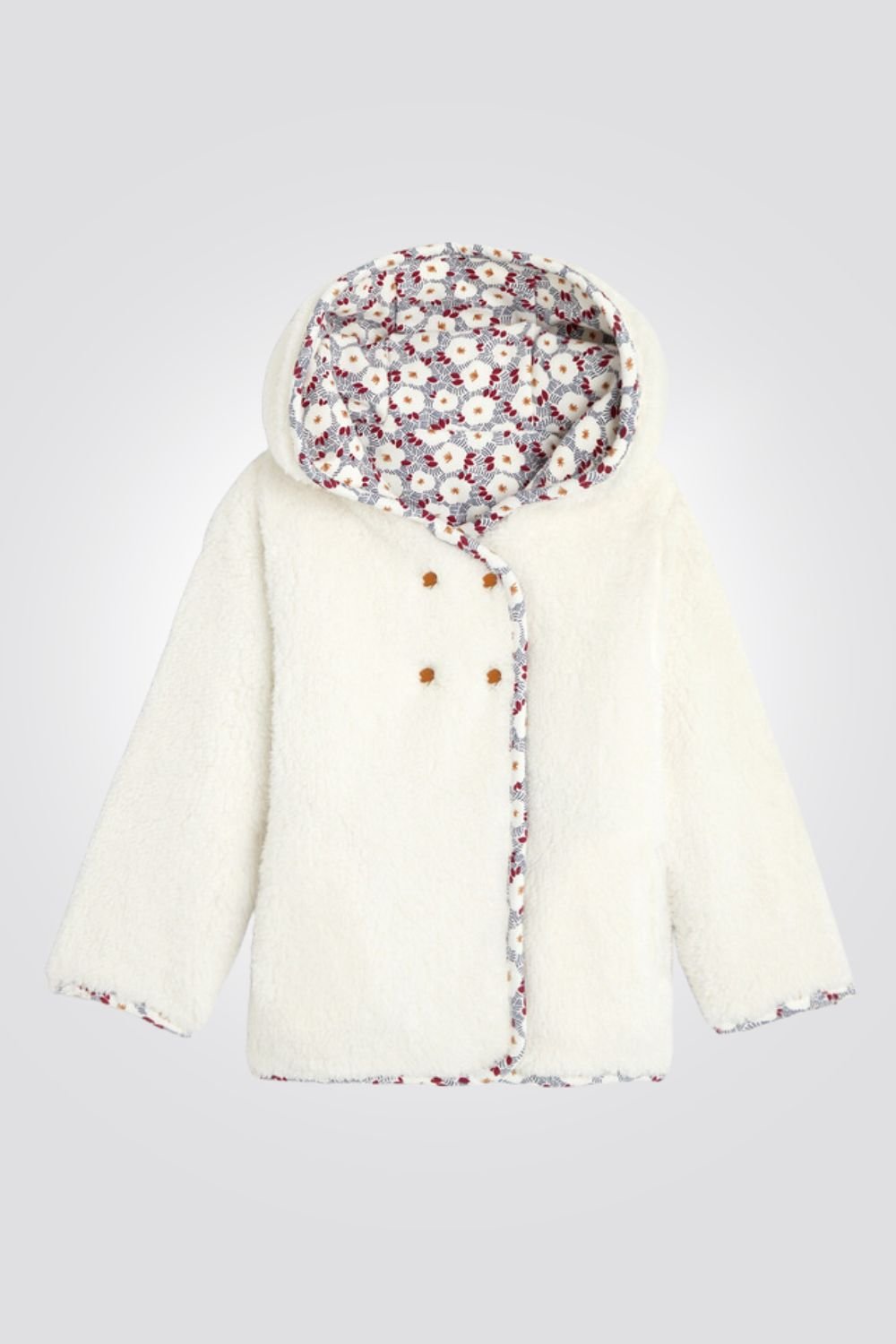OBAIBI - מעיל תינוקות דו צדדי הדפס פרחים ולבן - MASHBIR//365